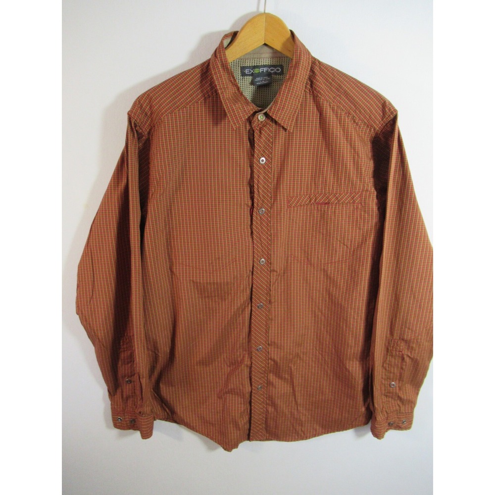 Exofficio Vented Shirt Men Large Long Sleeve Plaid Outdoor Hiking Fishing